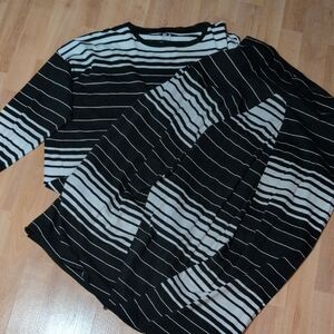 PLANET by Lauren G., Pima Cotton Black and White Striped Skirt Set